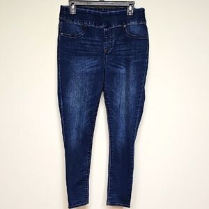 Westport Blue Jeggings with Stretch, Tapered Fit & Wide Waistband, Faux Pockets